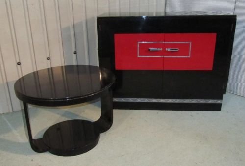 rare art deco black lacquer coffee table