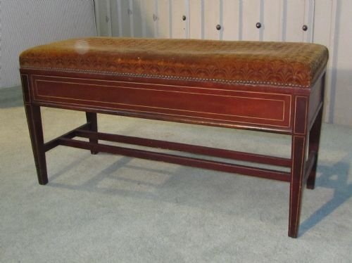 edwardian inlaid mahogany duet pianostool