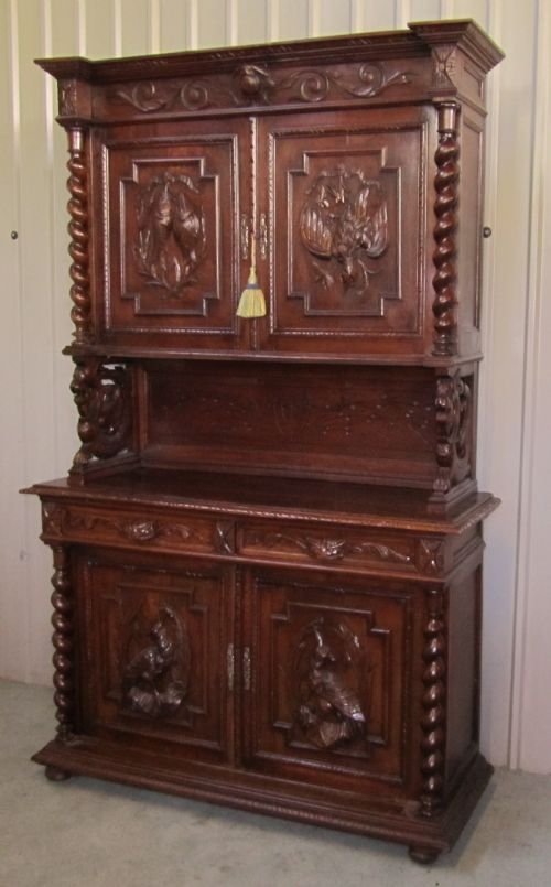 19th century french carved oak bookcase buffet de corp