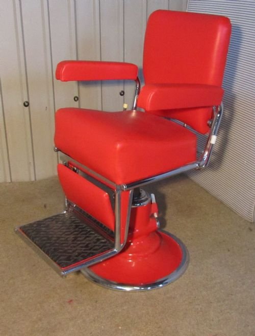 vintage retro crimson vinyl chrome barbers chair