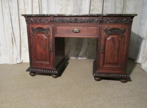 victorian mahogany marble top desk by t wallace