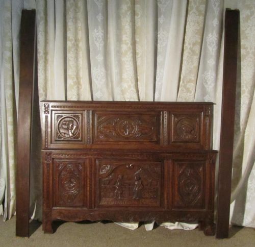 french carved oak double bed a marriage bed in the breton style