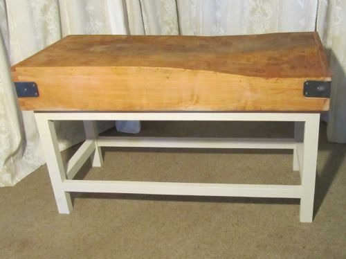 french vintage butchers chopping block on painted stand
