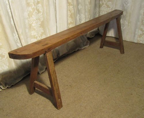 a french rustic cherry wood farmhouse harvest bench