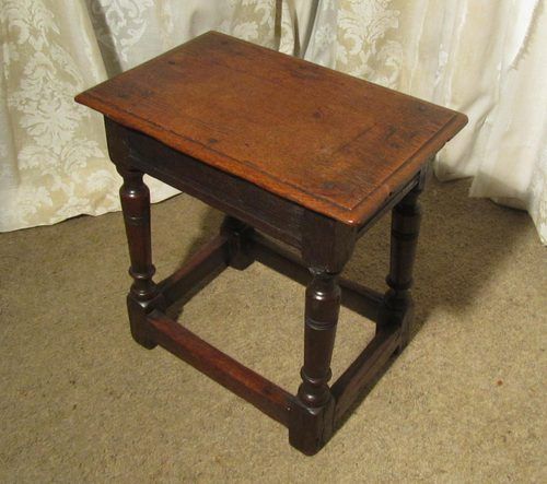 antique rustic oak joint stool