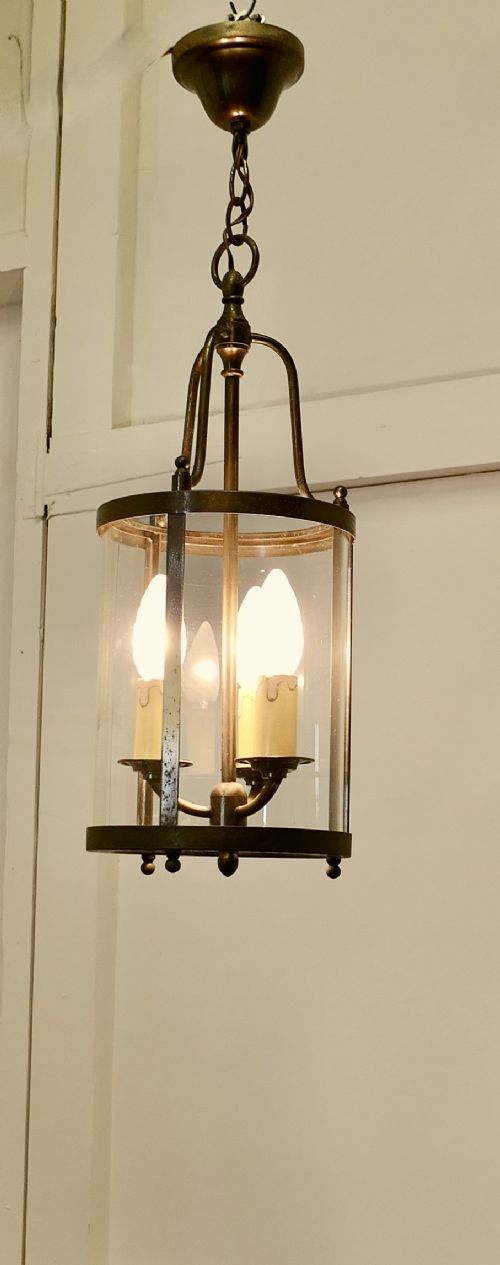 french art decobrass and glass lantern hall light