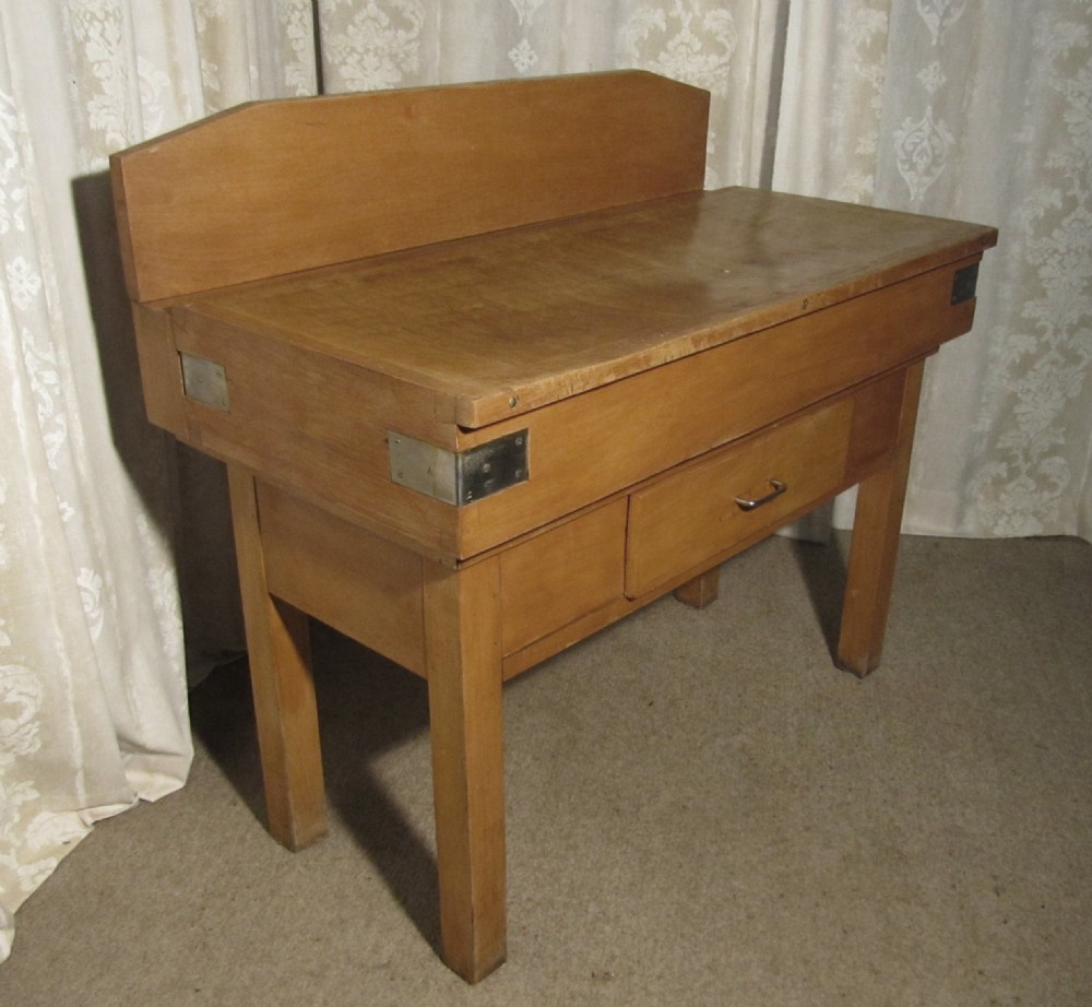 french vintage butchers block on stand kitchen island