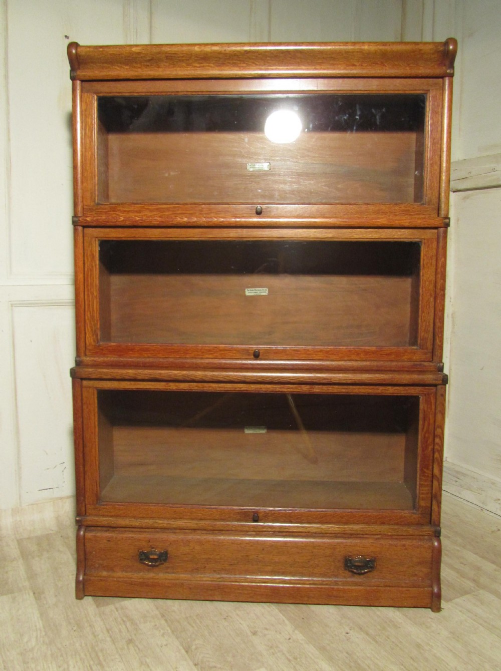 3 stack oak globe wernicke barristers bookcase or filing cabinet