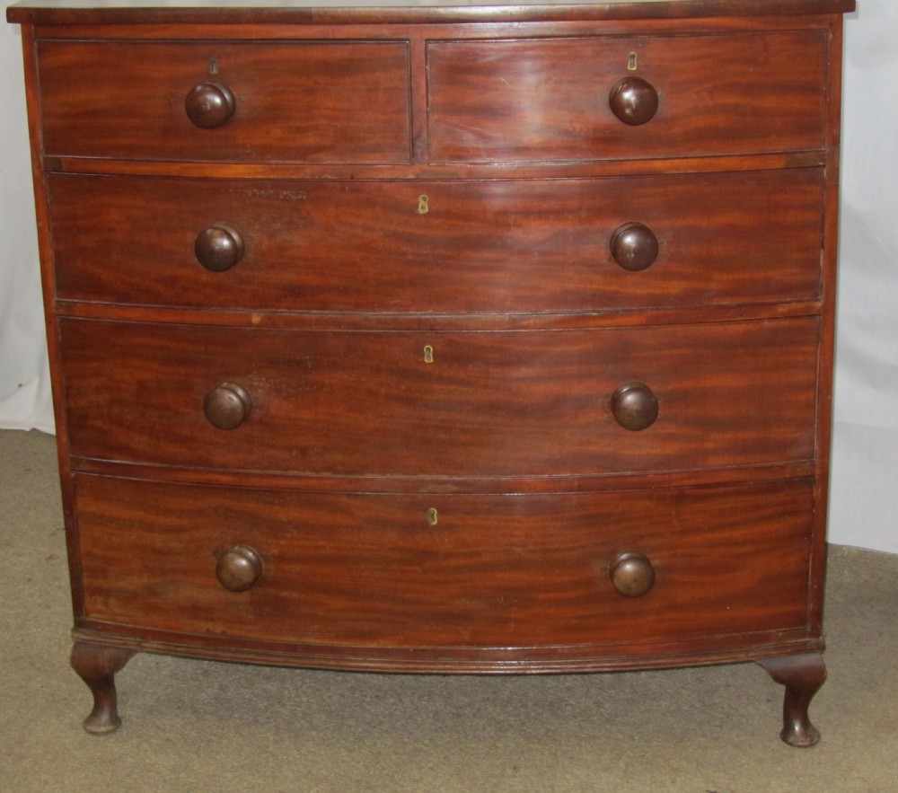 a victorian flame mahogany bow front chest of drawers