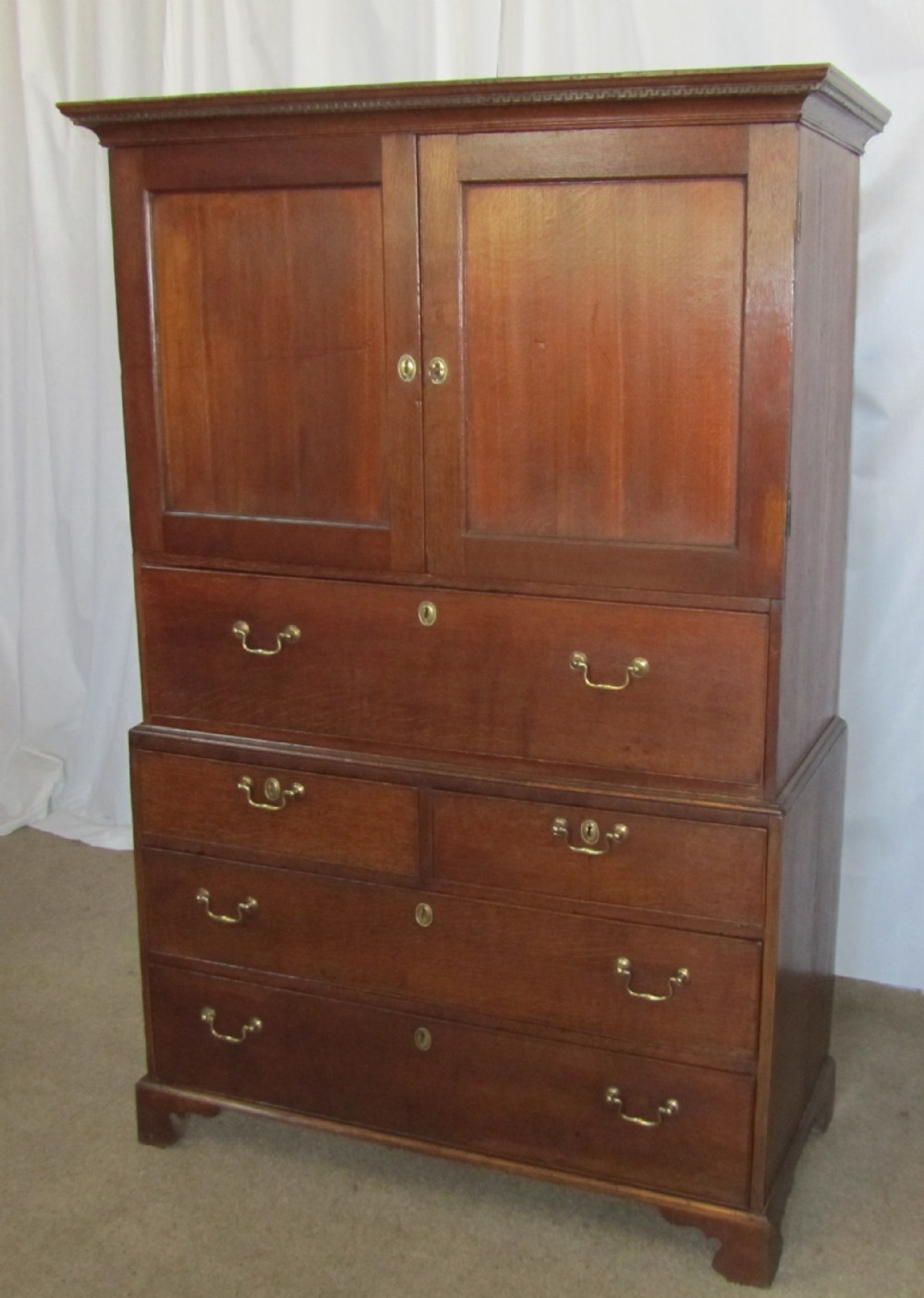 a georgian oak linen press compactum desk chest of drawers students cupboard