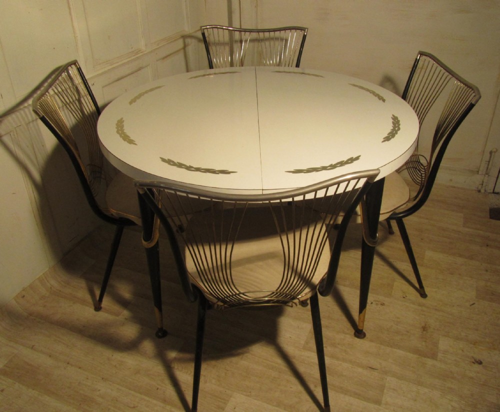 196070s retro round formica table and 4 chairs