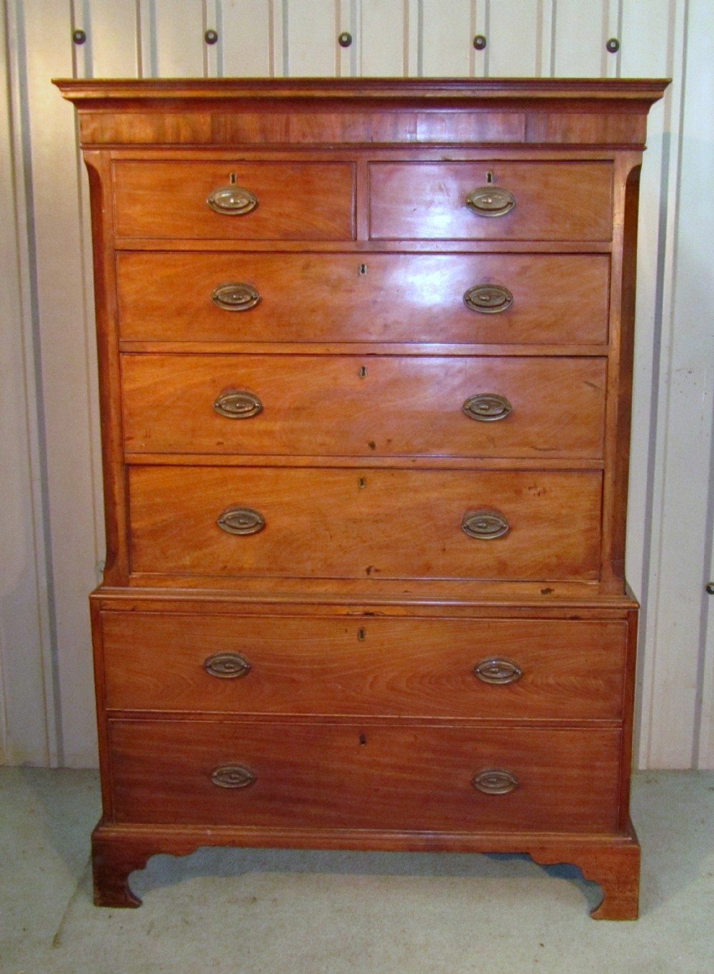 a victorian blonde mahogany chest on chest
