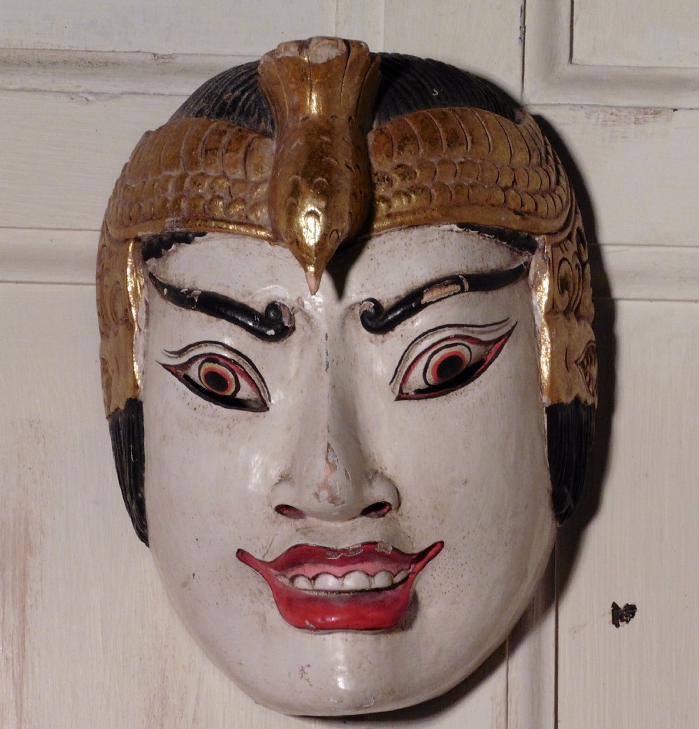 saraswati topeng carved wooden dance mask from indonesia