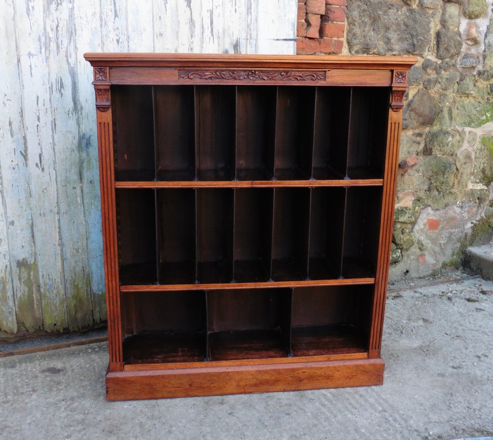 carved walnut bookcase