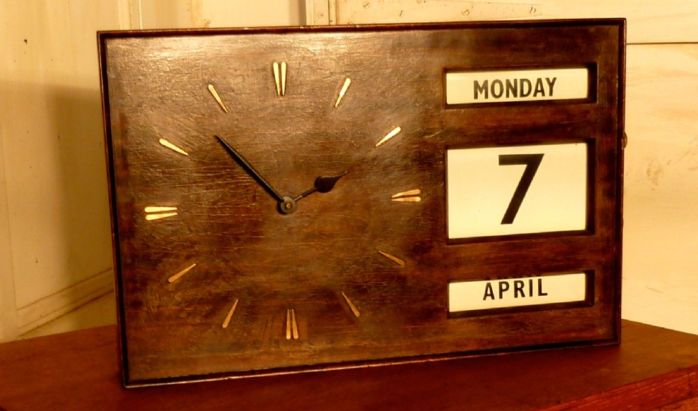 1960s retro rosewood clock and perpetual calendar