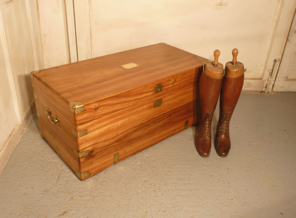 a large 19th century camphor wood campaign chest