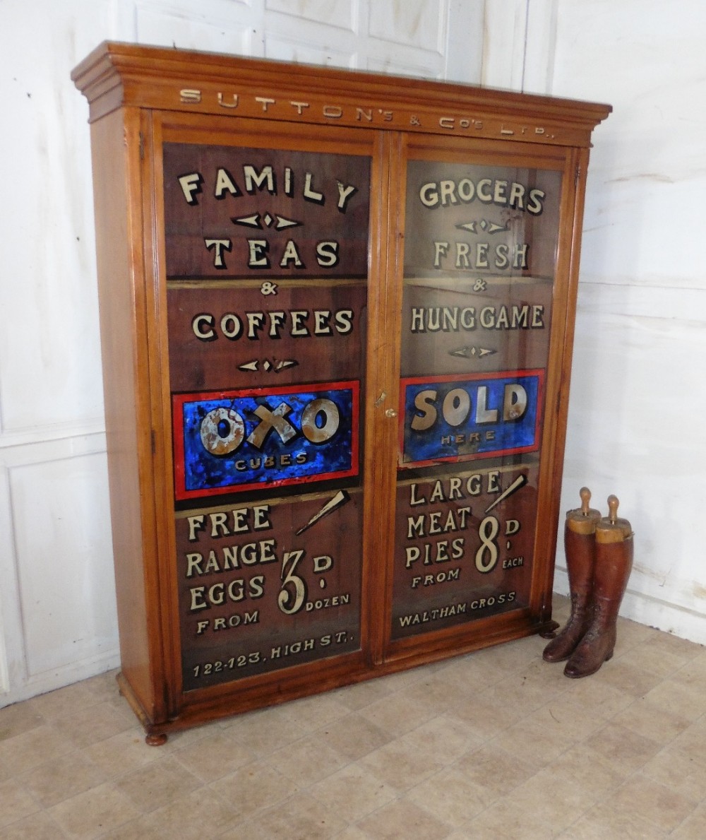 victorian sign painted grocers cupboard farm shop