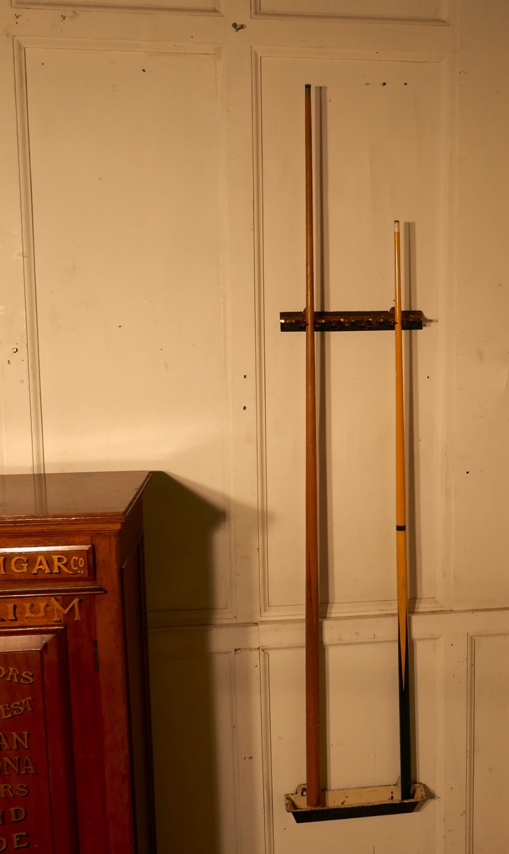 a pair of 19th century wall mounted snooker cue racks