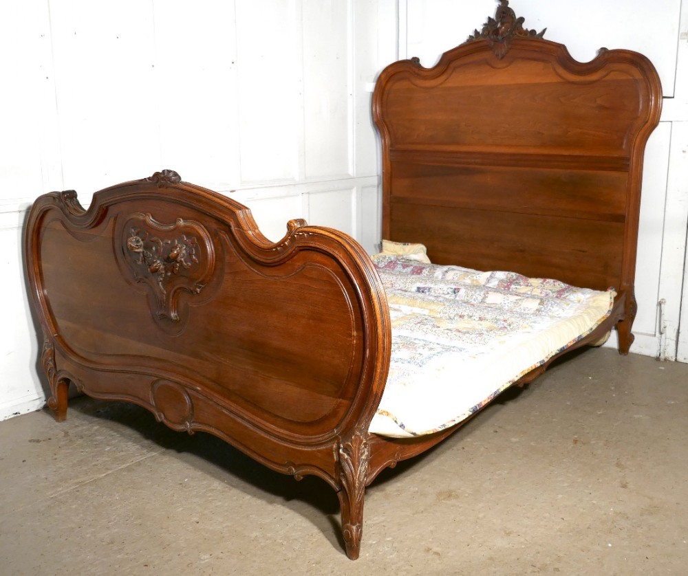 louis xv style french walnut double bed