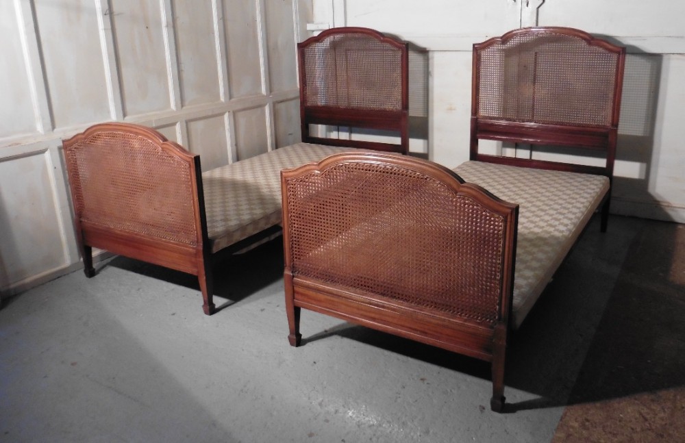 a superb pair of art deco mahogany bergre twin beds by maples
