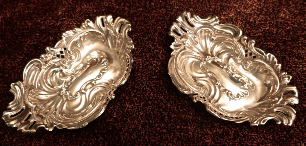 a pair of solid silver art nouveau sweet dishes by mappin brothers 1897