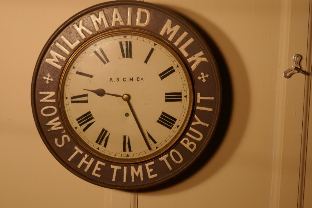 rare mikmaid milk advertising clock from 1890