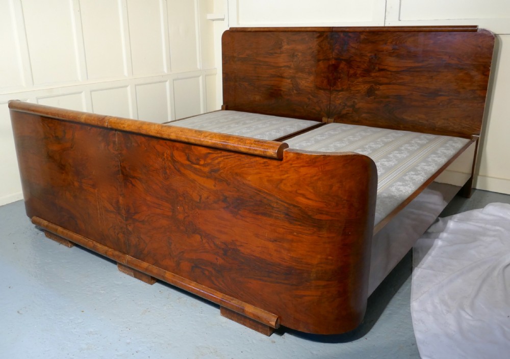 a 7ft burr walnut art deco french kingsize double bed or twin beds