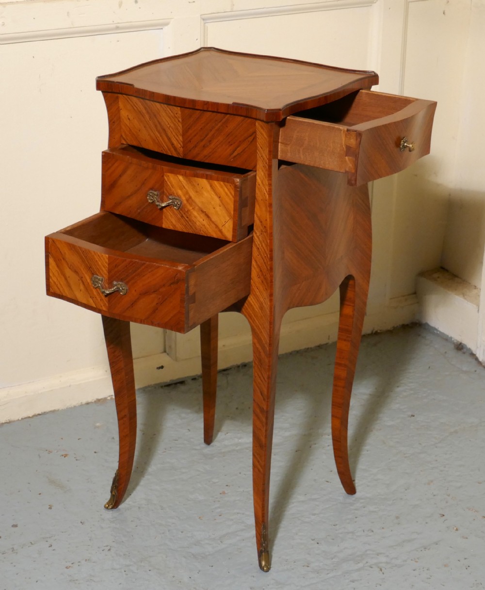 single french cherry walnut satinwood marquetry bedside cupboard