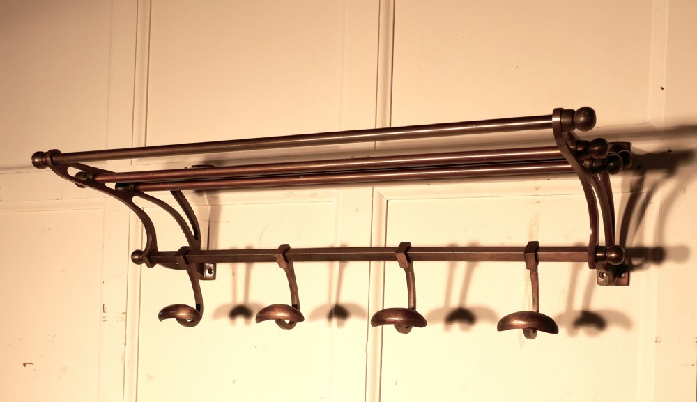 french art deco brass hat and coat rack railway train style