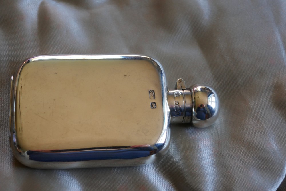 silver hall marked hip or pocket flask richard burbridge date 1915