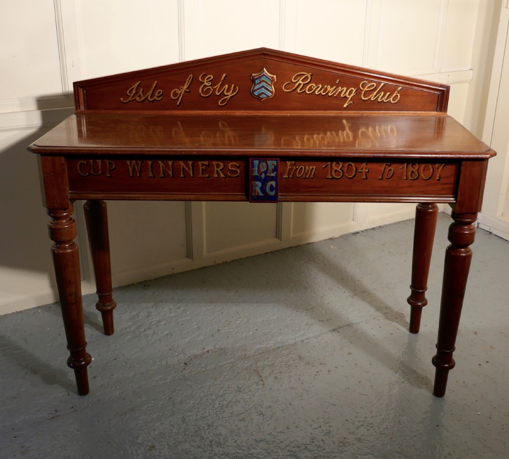 a victorian mahogany side table from the isle of ely rowing club