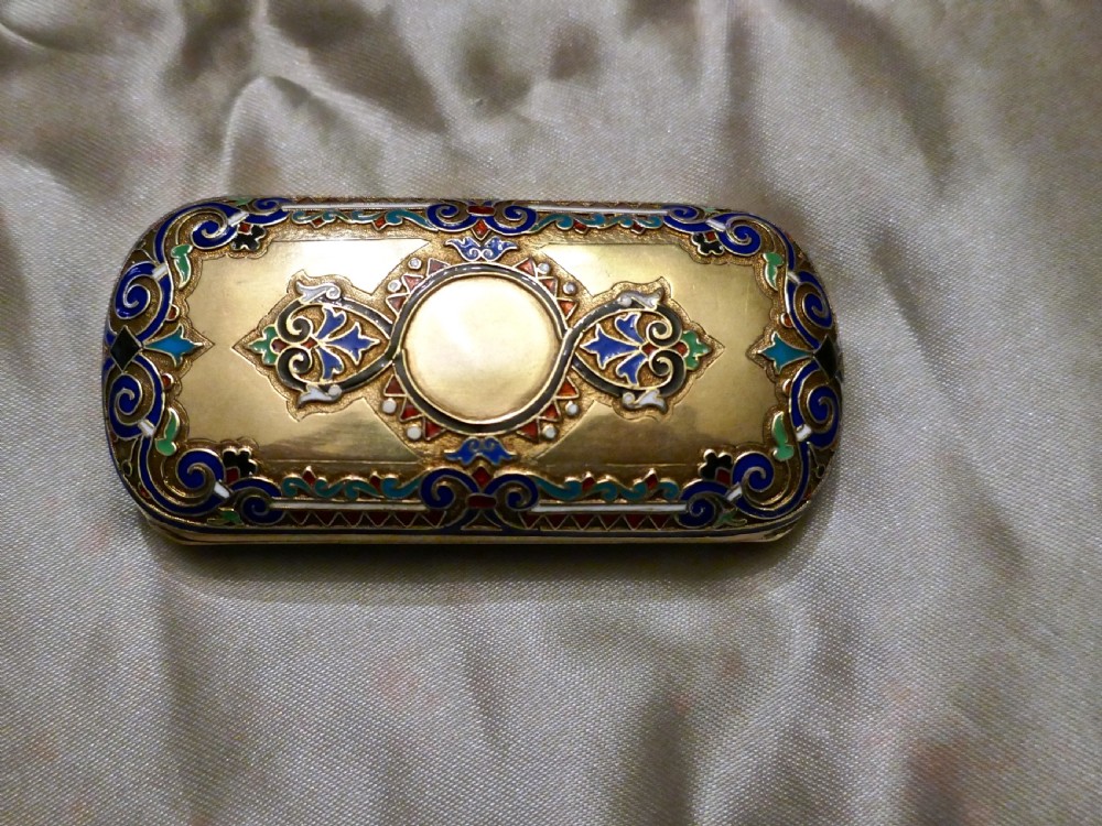 early 20th century russian silver gilt cloisonn case