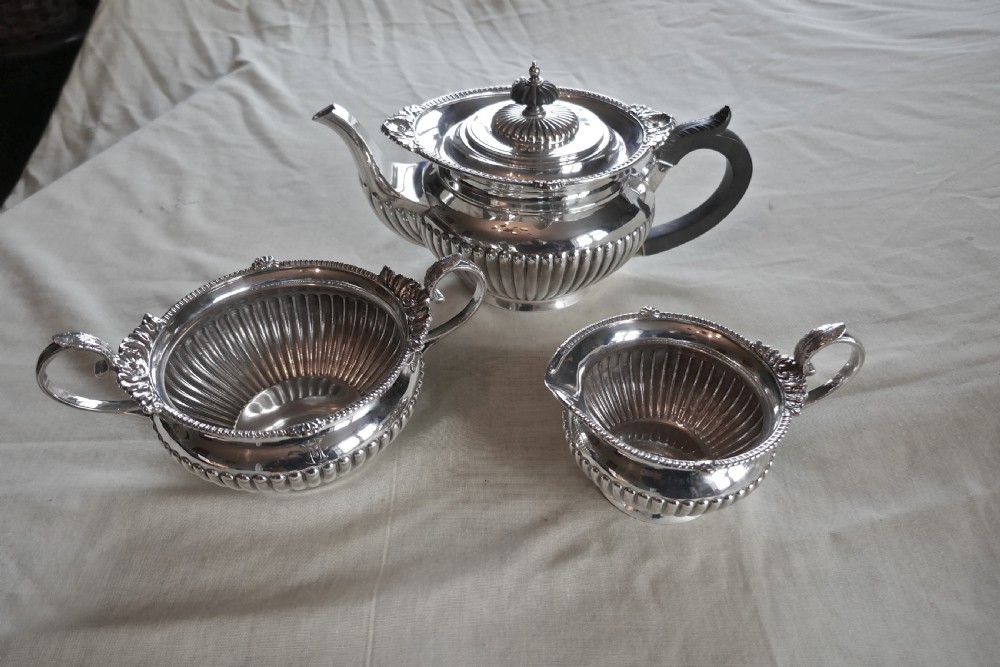 hallmarked silver three piece tea set by walker hall sheffield 1894