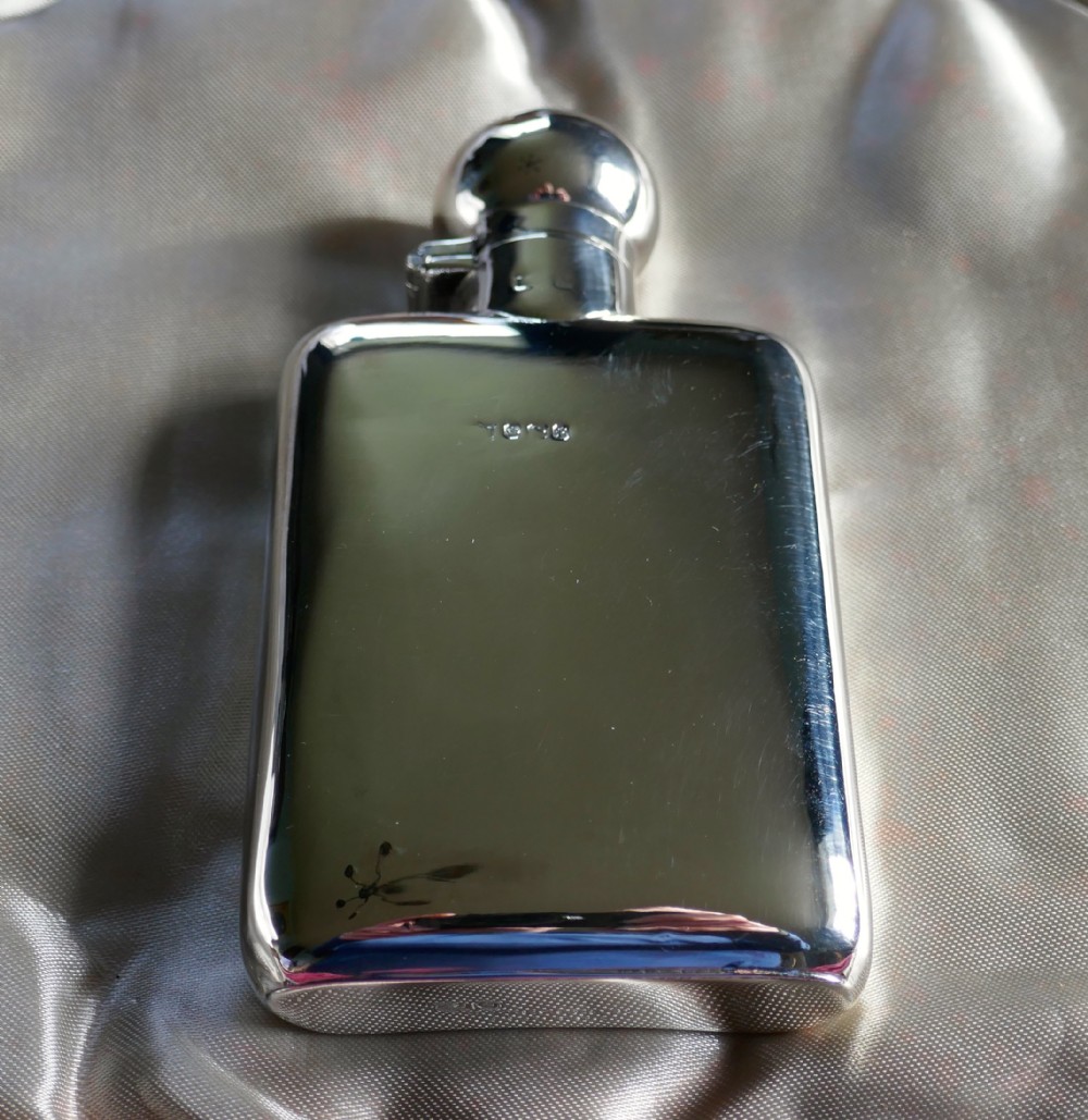 slim silver hall marked hip flask william neale date 1911