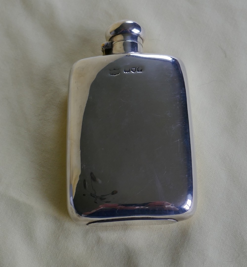 silver hall marked hip or pocket flask 1906