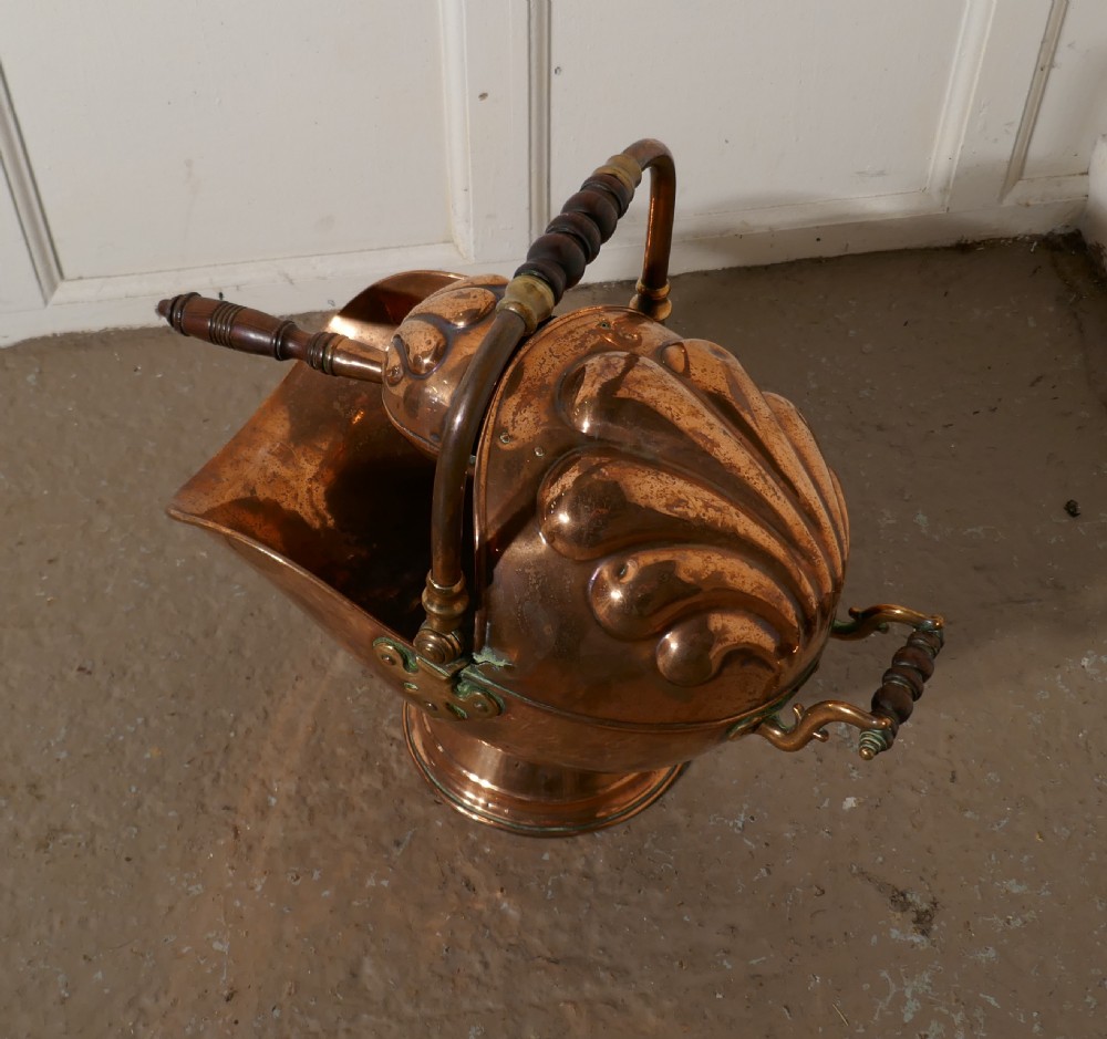superb quality arts and crafts copper helmet coal scuttle