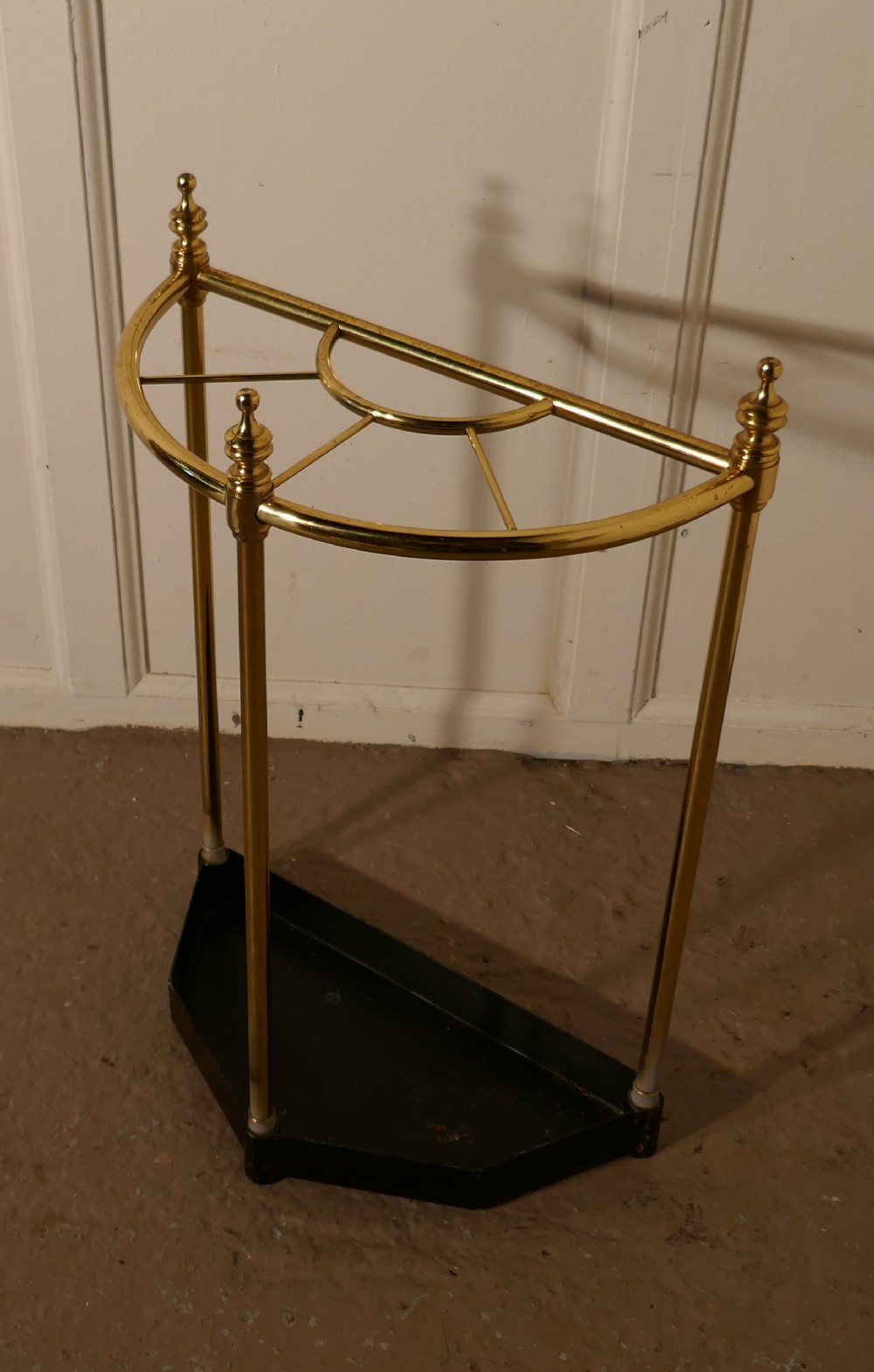 half round brass and iron stick stand or umbrella stand