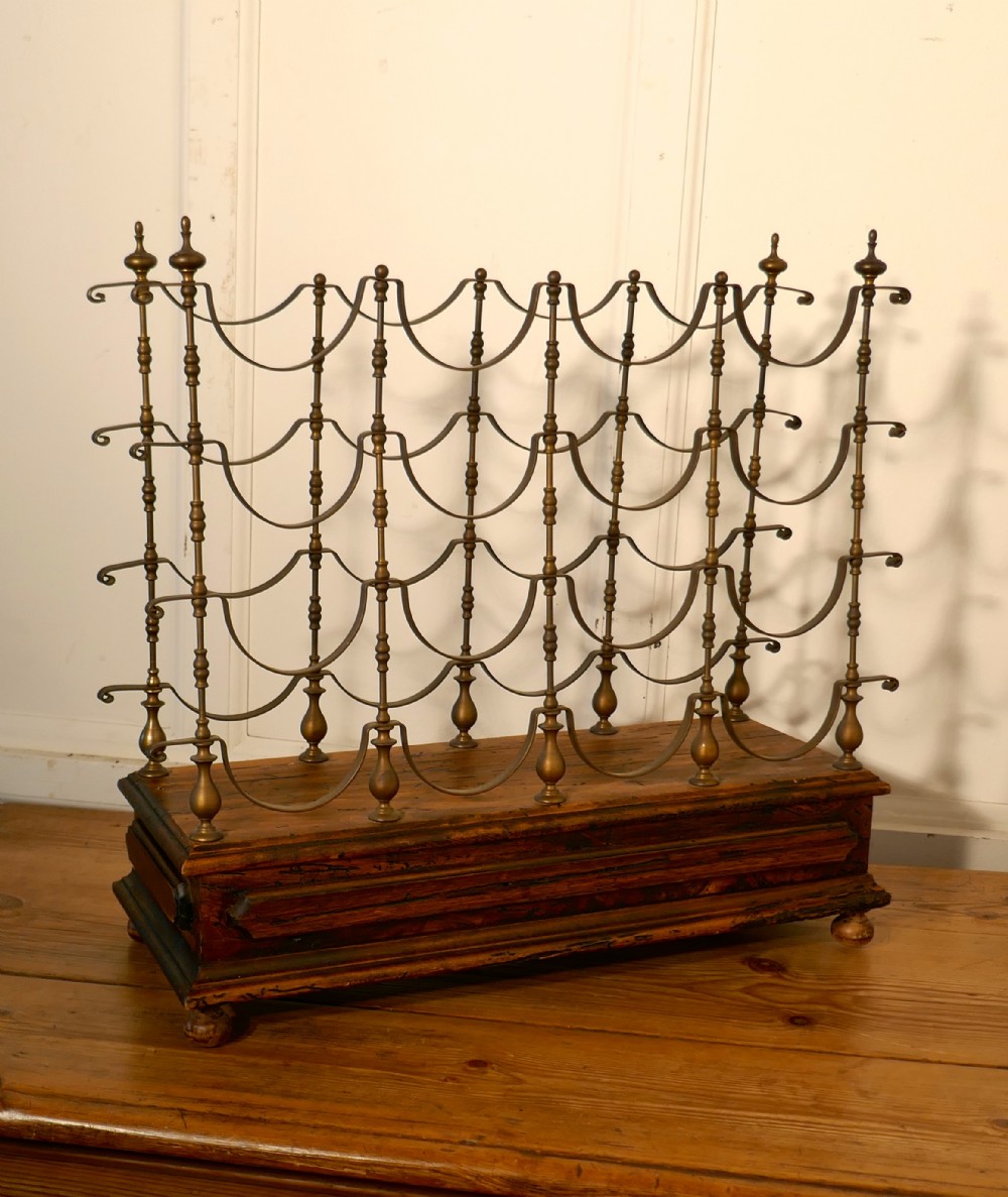 large french brass and chestnut sideboard wine rack