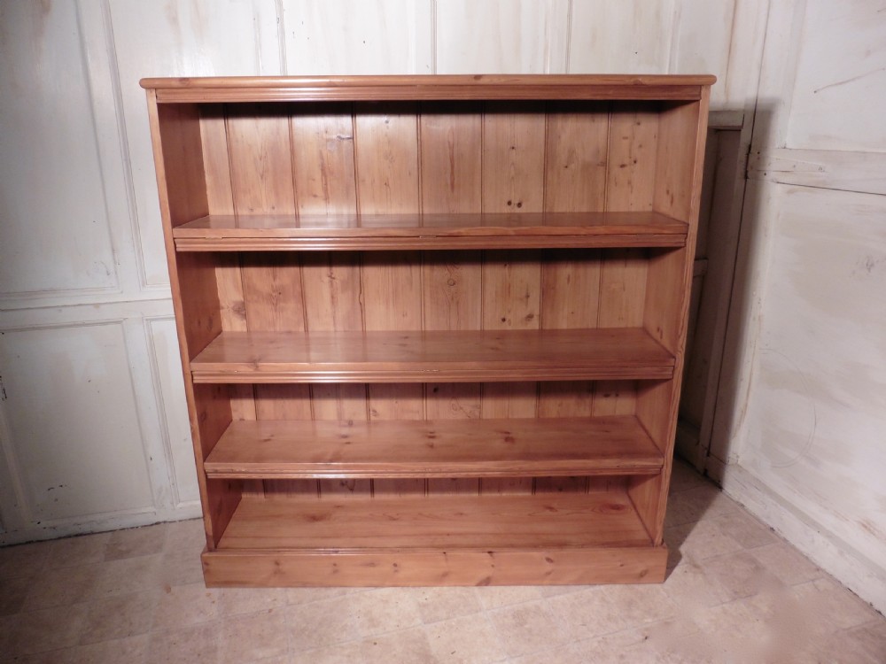 victorian stripped pine open bookcase