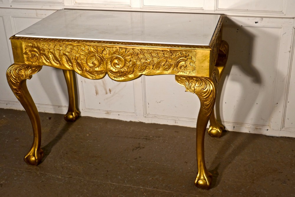 19th century french marble top gilt console or hall table