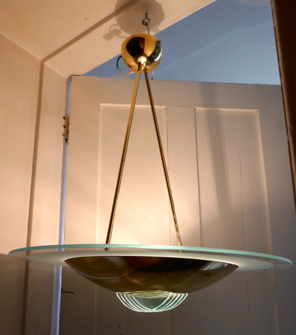 large french art deco glass hanging pendant light