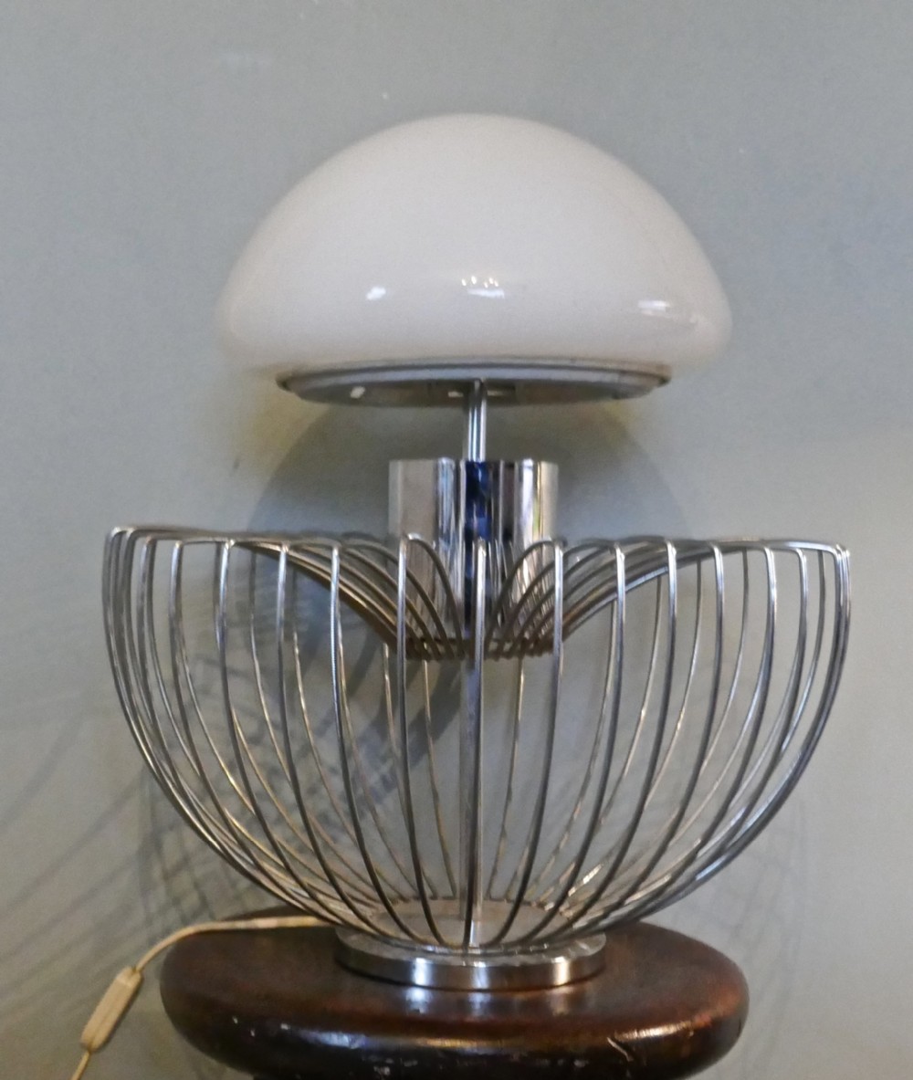 vintage mid century sputnik space age chrome and glass globe table lamp