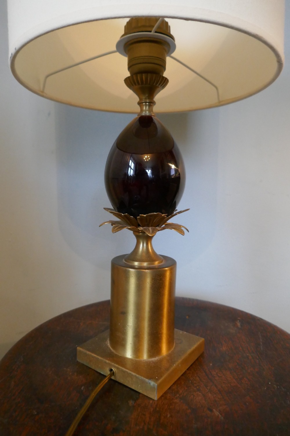 french ceramic and brass table lamp
