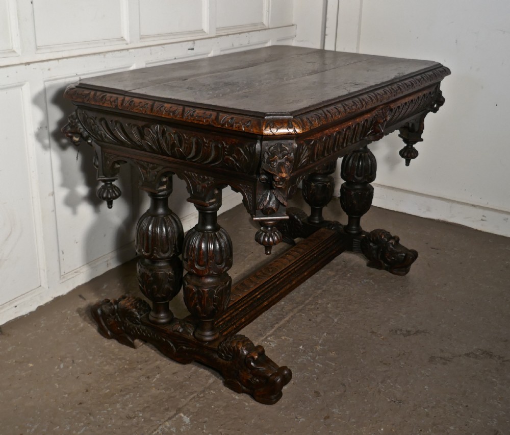 19th century green man carved oak hall or centre table