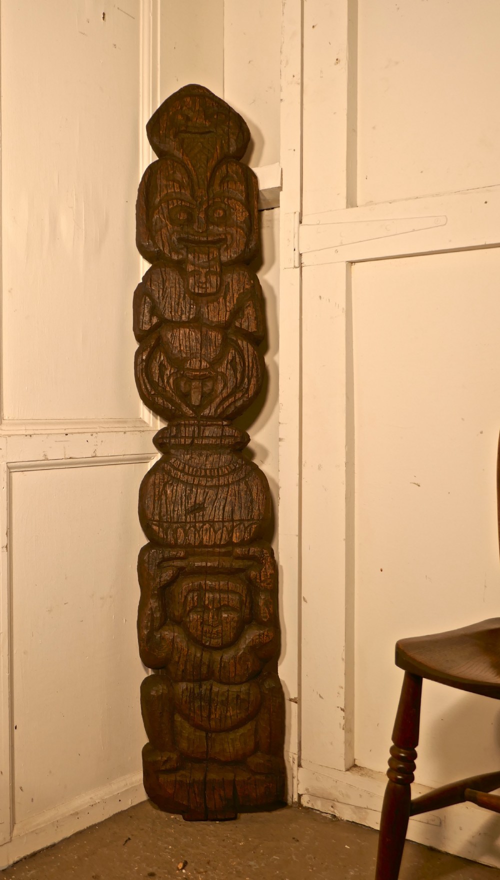 large ancient primitive tribal polynesian fertility carving