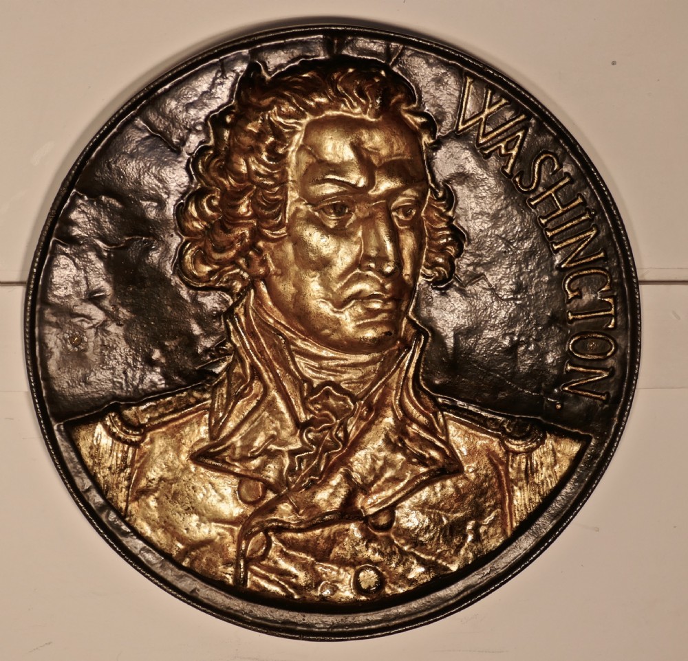 early 19th century cast iron bust portrait plaque of george washington