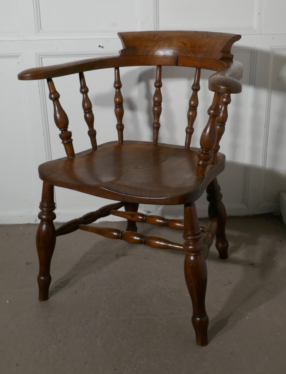 19th century elm ash smokers bow office or desk chair