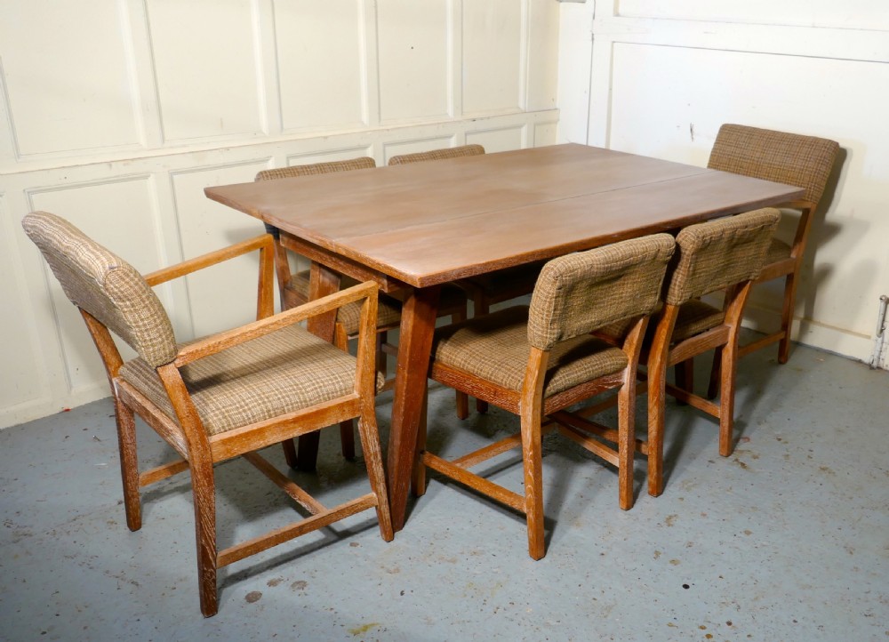 limed oak extending dining table and set of 6 chairs