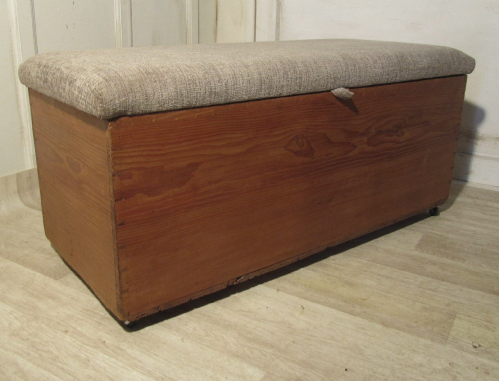 victorian pine ottoman blanket toy box linen chest