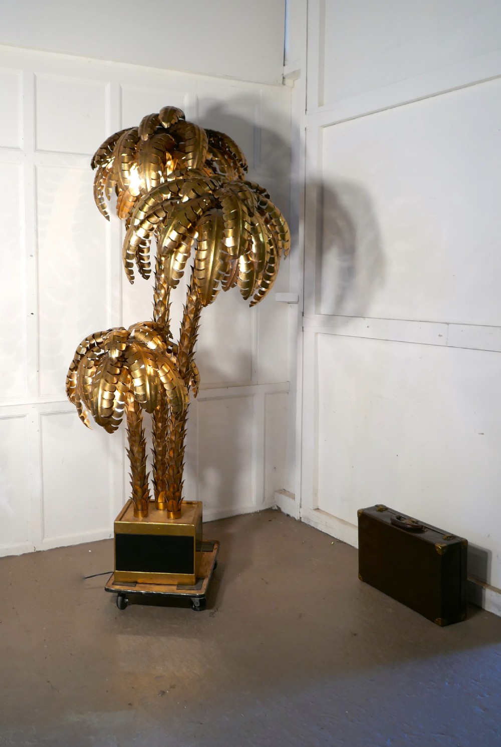 maison jansen palm tree tole ware floor lamp french 19701980
